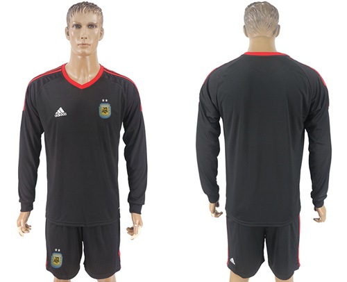 Argentina Blank Black Long Sleeves Goalkeeper Soccer Country Jersey